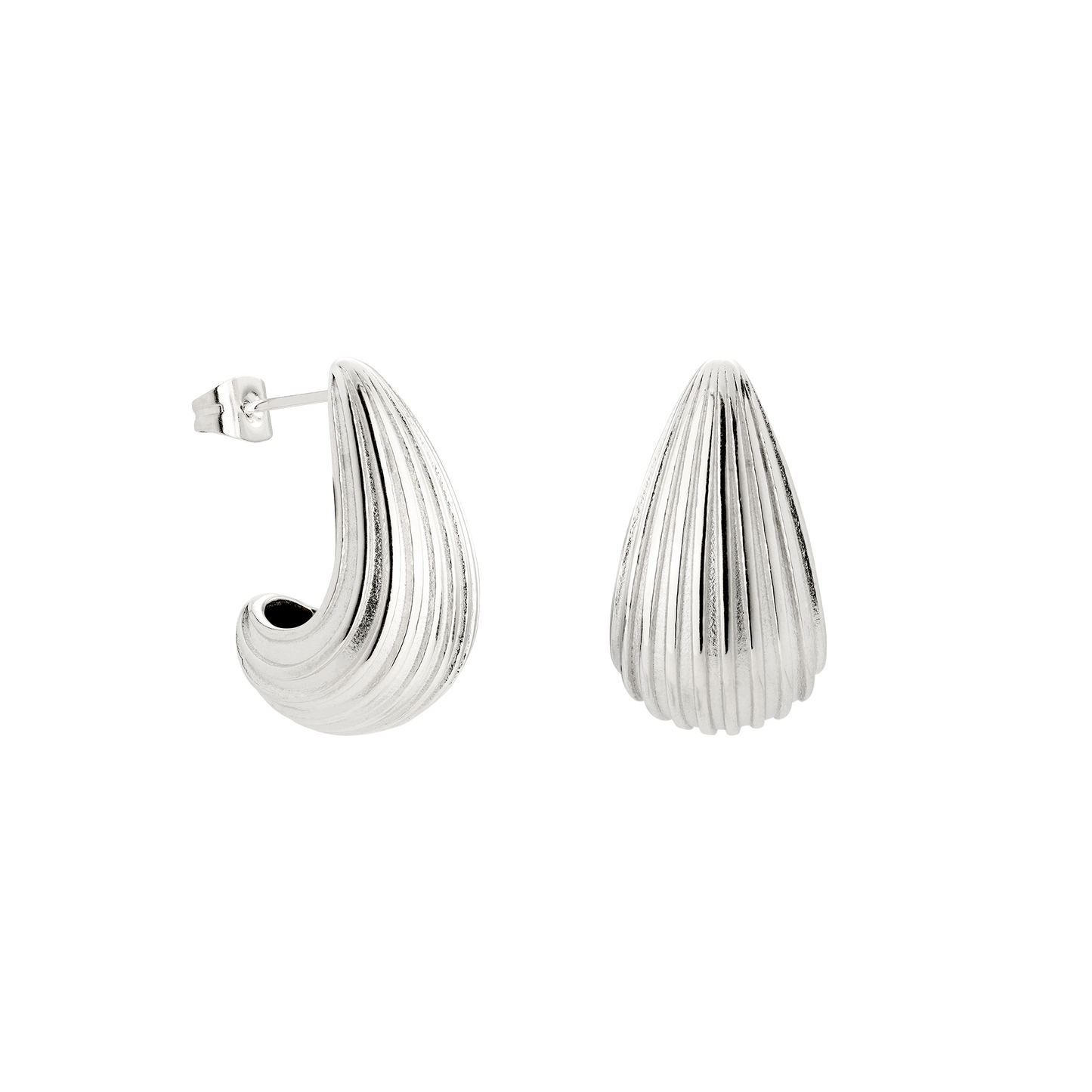 Textured Droplet Studs Small Argento