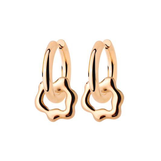 Chunky Melting Donut Hoop Set Medium Oro Rosa