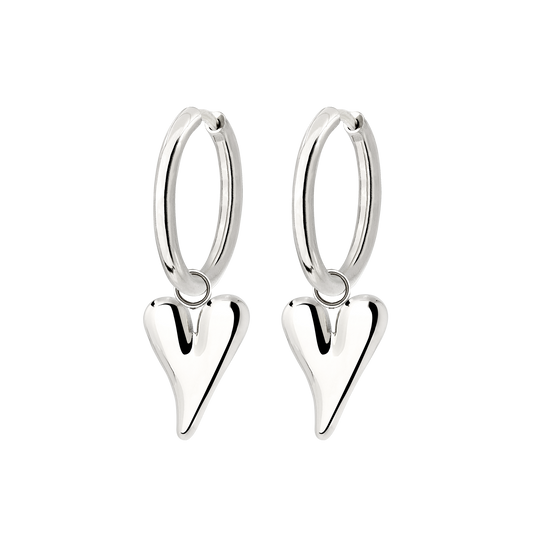 Flowy Heart Hoop Set Medium Argento