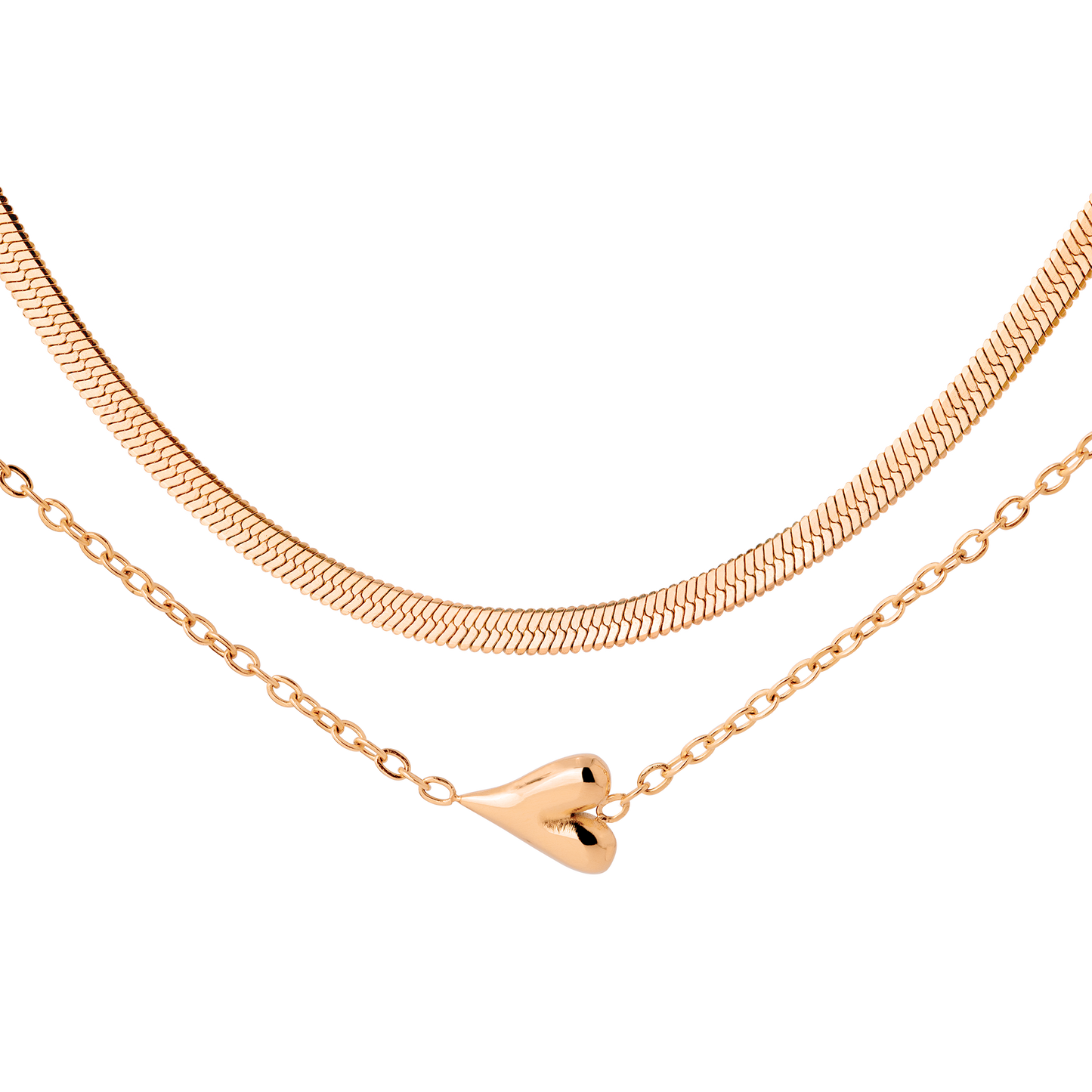 Flowy Heart Collana Bundle Oro Rosa