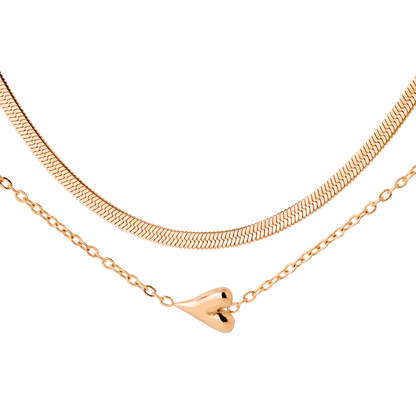 Flowy Heart Collana Bundle Oro Rosa