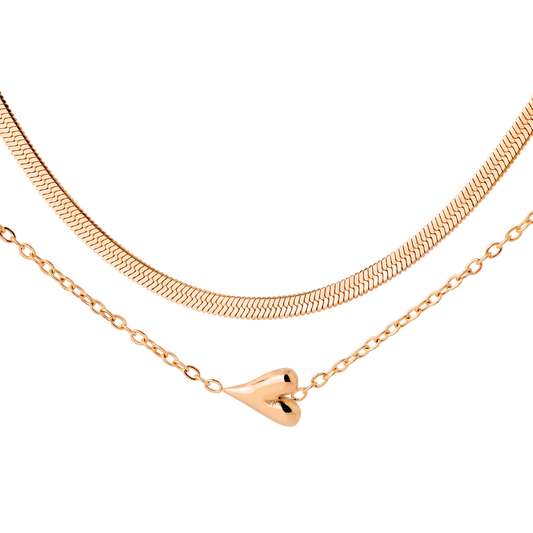 Flowy Heart Collana Bundle Oro Rosa
