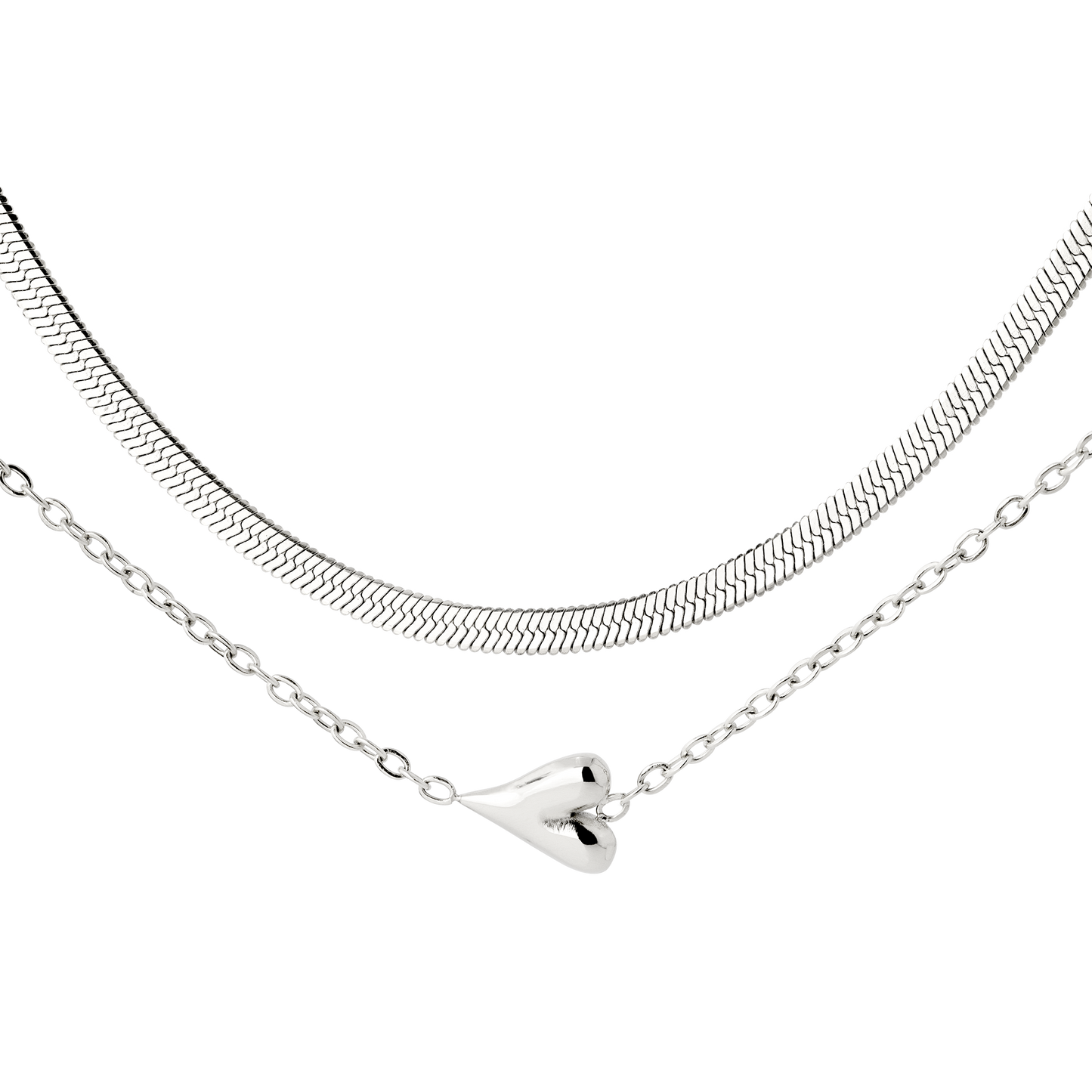 Flowy Heart Collana Bundle Argento
