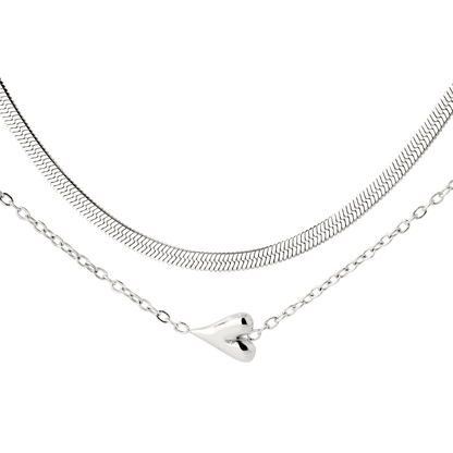 Flowy Heart Collana Bundle Argento