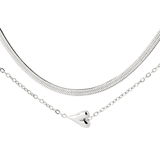 Flowy Heart Collana Bundle Argento