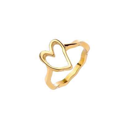 Flowy Heart Anello Oro
