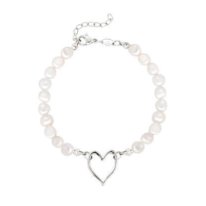 Melting Heart Pearl Bracciale Argento