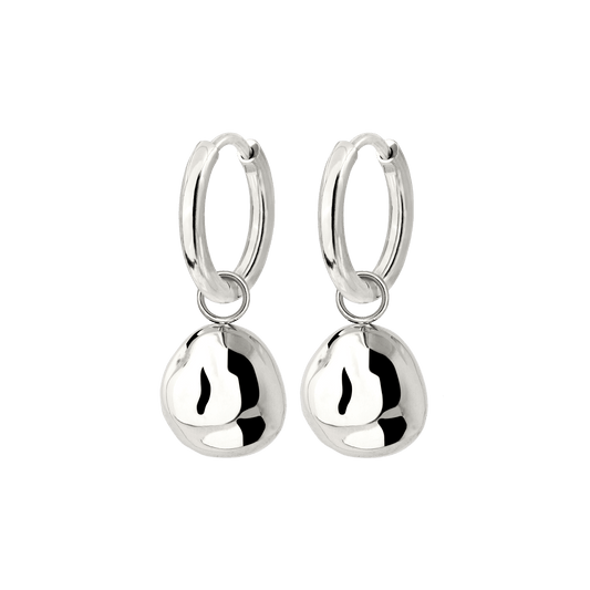 Molten Coin Hoop Set Small Argento