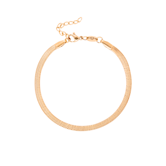 Slim Herringbone Bracciale Oro Rosa