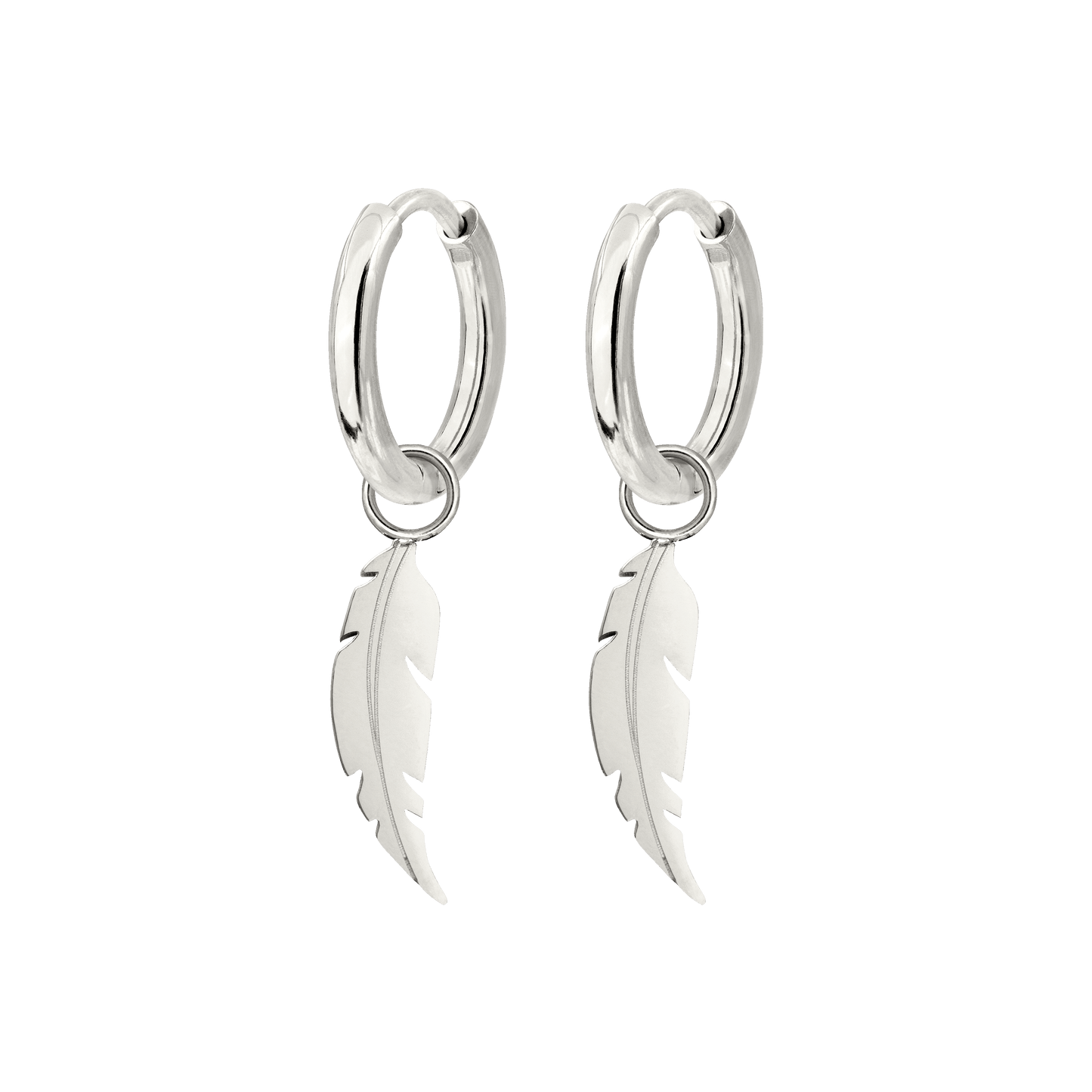 Feather Hoop Set Small Argento