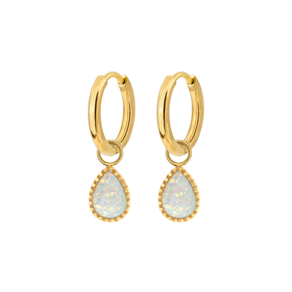 Opal Tear Hoop Set Oro