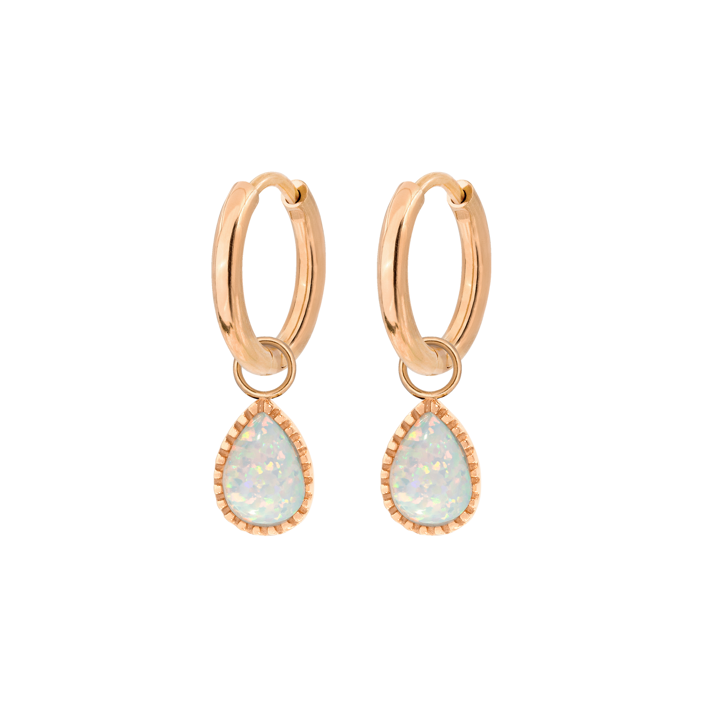 Opal Tear Hoop Set Oro Rosa