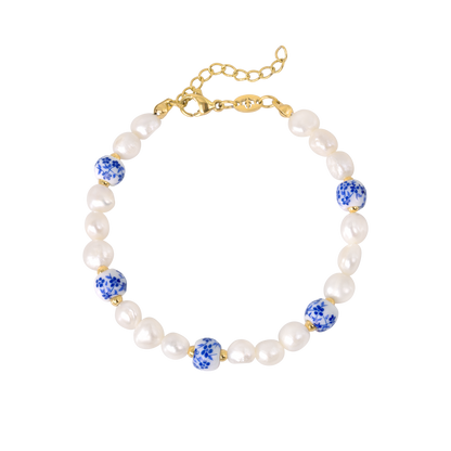 Flower Tile Pearl Bracciale Oro