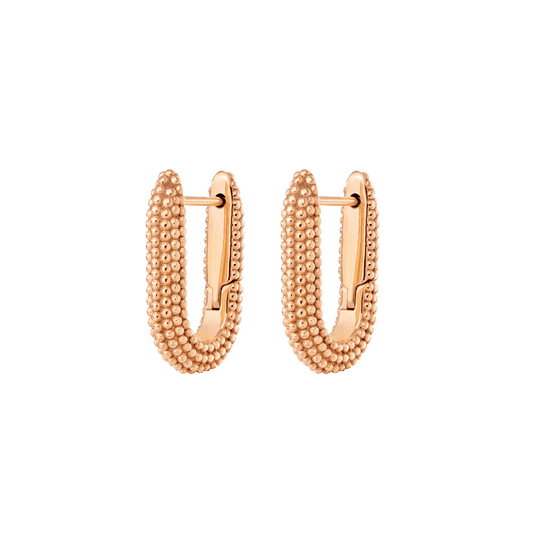 Dotted Oval Hoops Oro Rosa