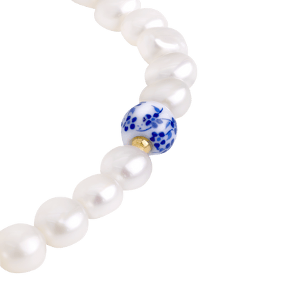 Flower Tile Pearl Bracciale Oro