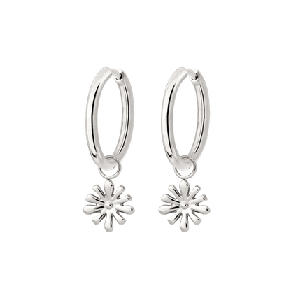 Flowery Hoop Set Medium Argento