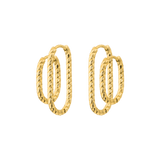 Oval Twisted Hoop Set Oro