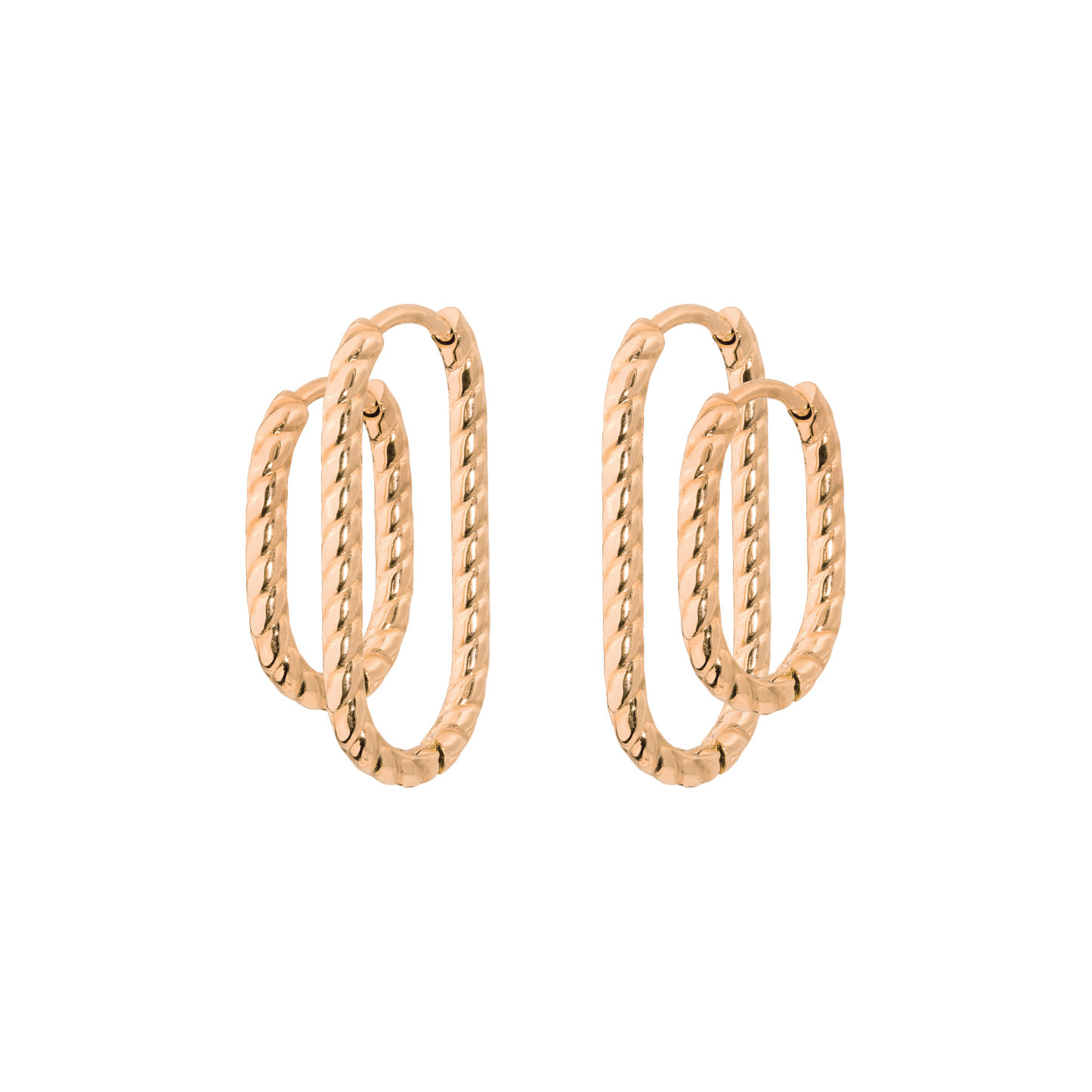 Oval Twisted Hoop Set Oro Rosa