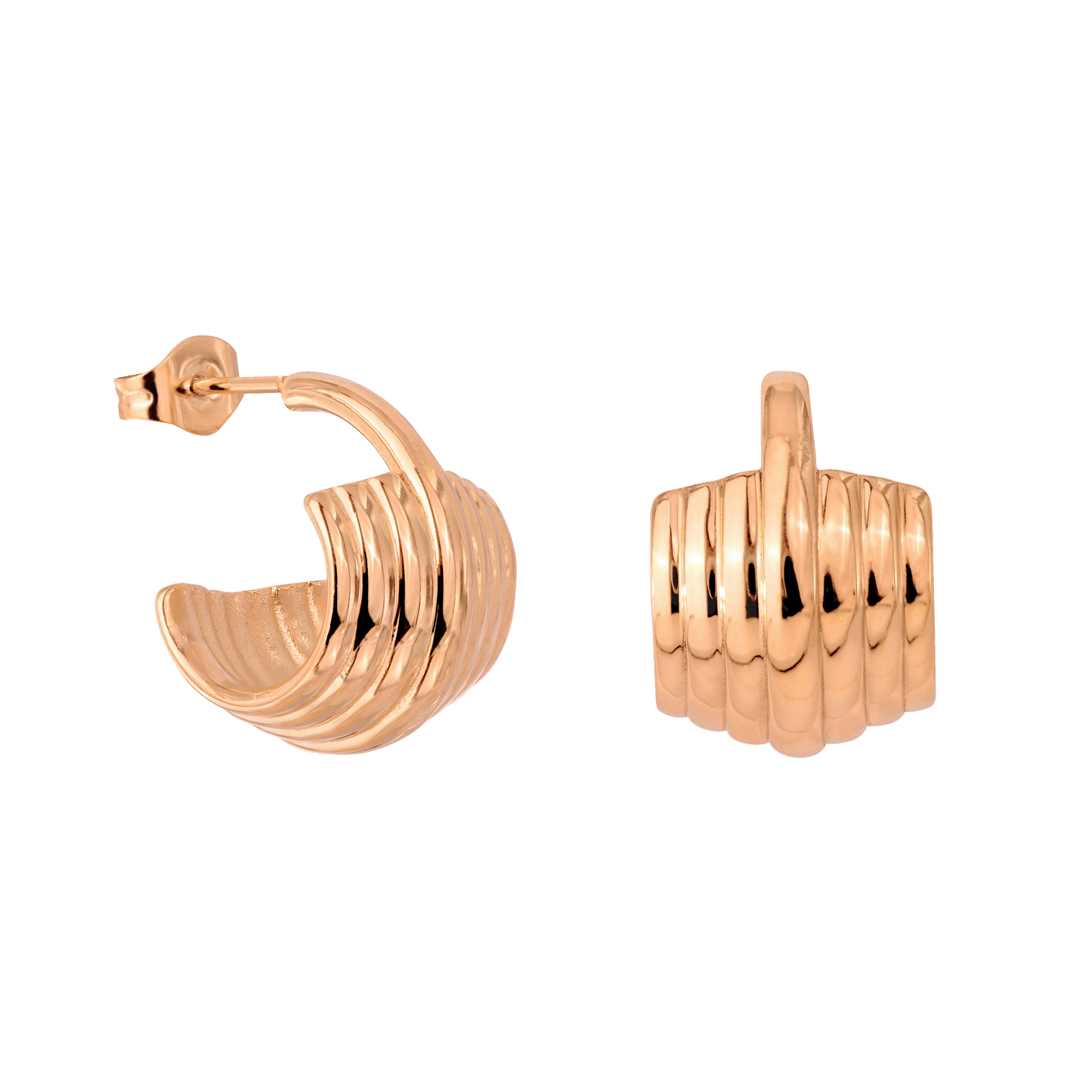 Winding Hoop Studs Oro Rosa
