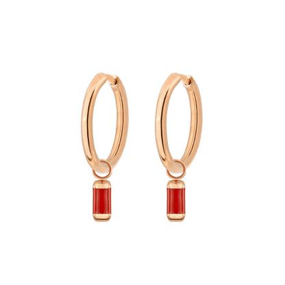Coral Color Sierra Hoop Set Medium Oro Rosa