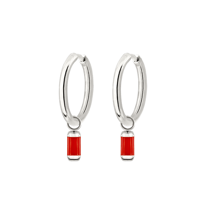 Coral Color Sierra Hoop Set Medium Argento