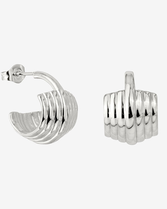 Winding Hoop Studs Argento