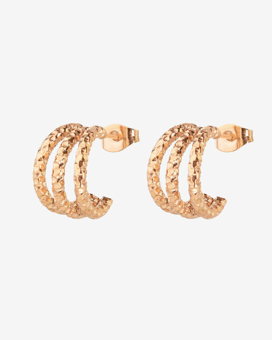 Triple Trouble Studs Oro Rosa