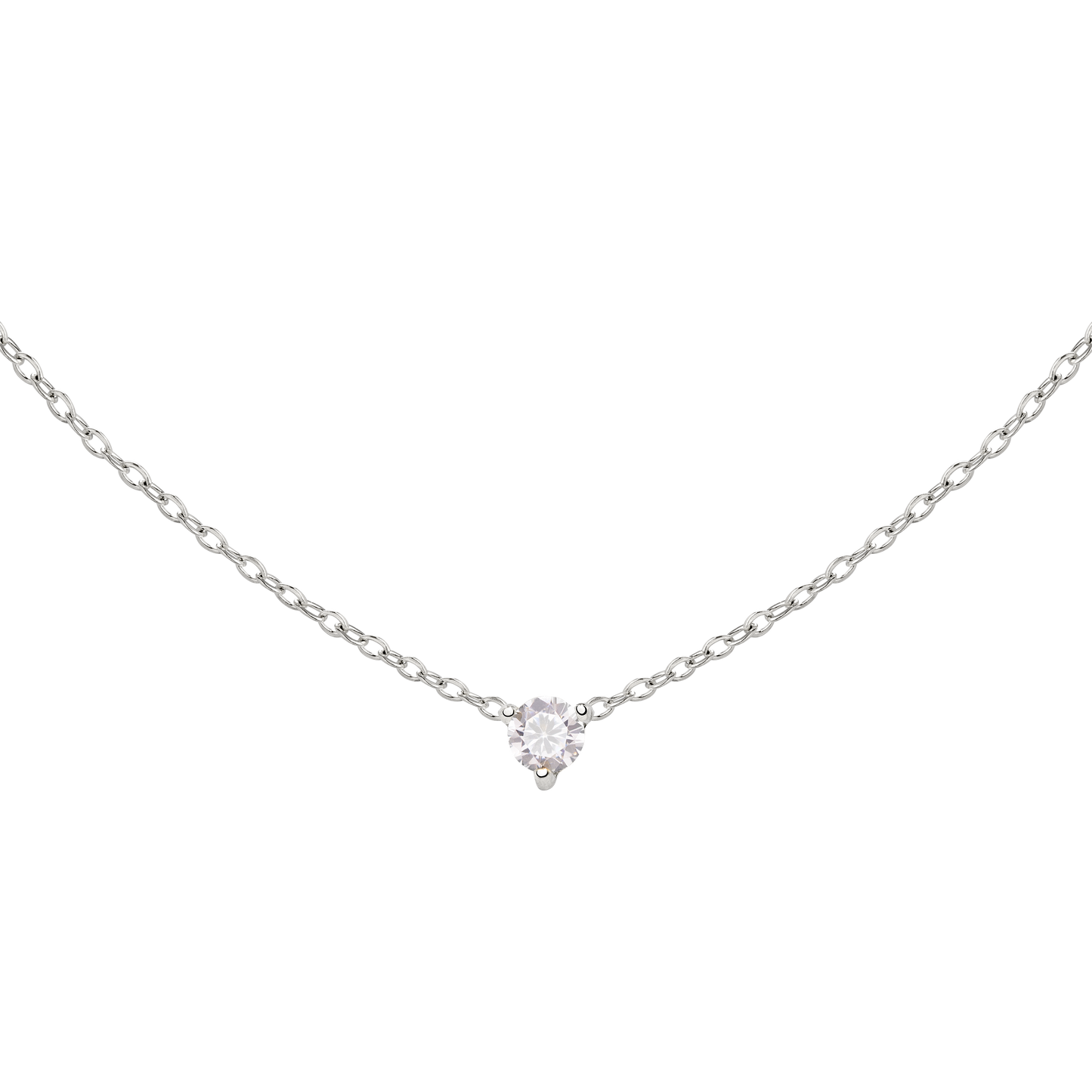Solitaire Stone Choker Argento