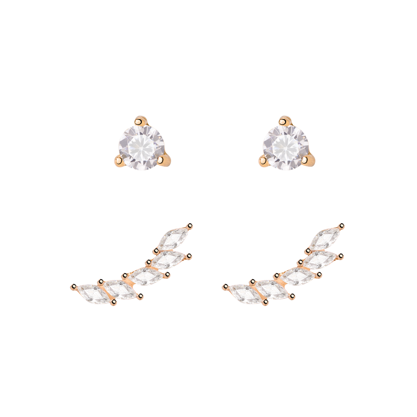 Sparkle Leaf Orecchini Bundle Oro Rosa