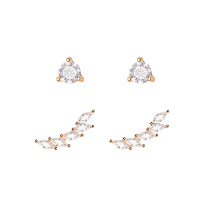 Sparkle Leaf Orecchini Bundle Oro Rosa