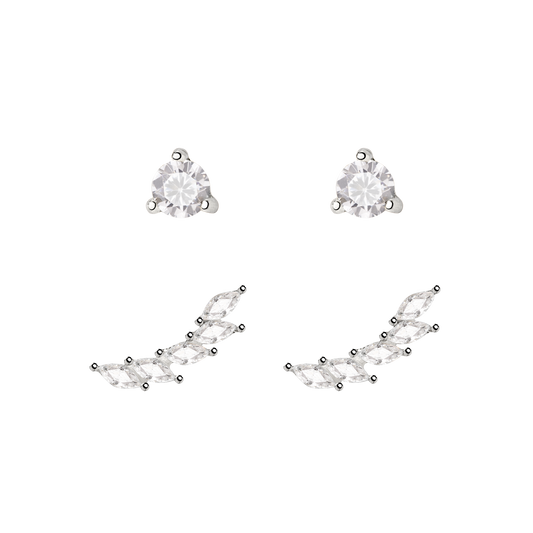 Sparkle Leaf Orecchini Bundle Argento