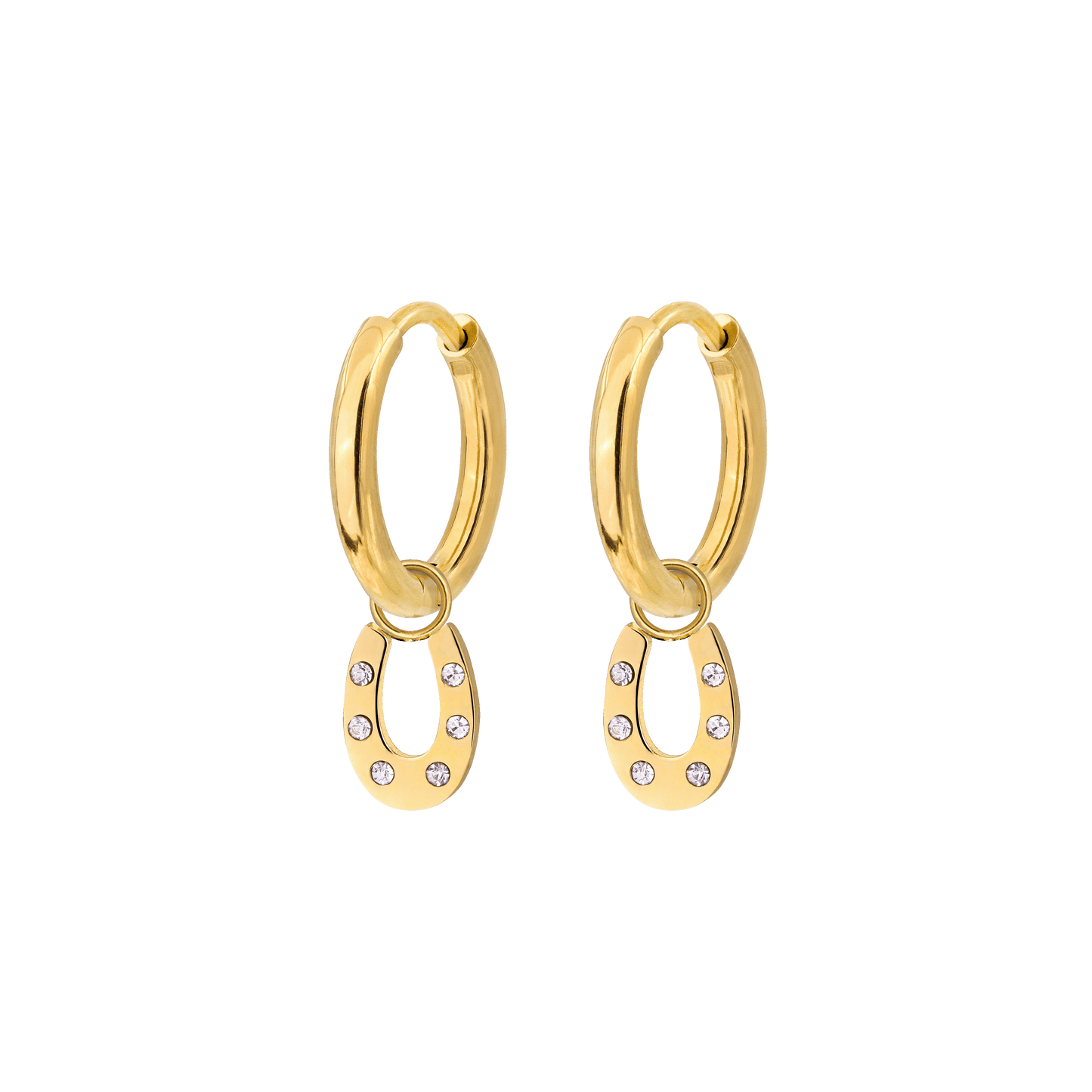 Blinged Horseshoe Hoop Set Small Oro