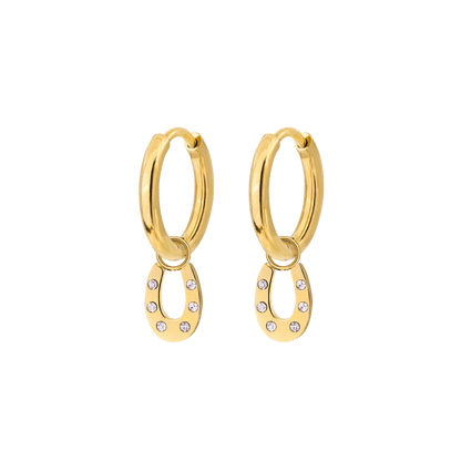Blinged Horseshoe Hoop Set Small Oro
