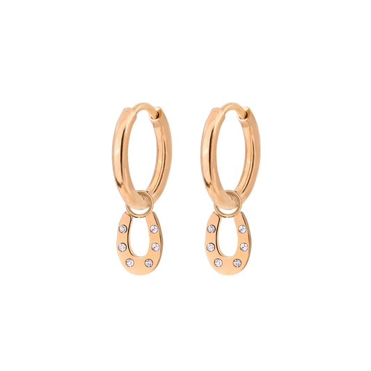 Blinged Horseshoe Hoop Set Small Oro Rosa