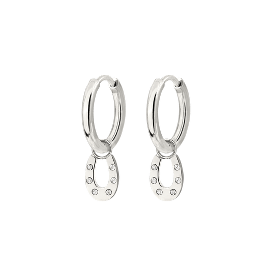 Blinged Horseshoe Hoop Set Small Argento
