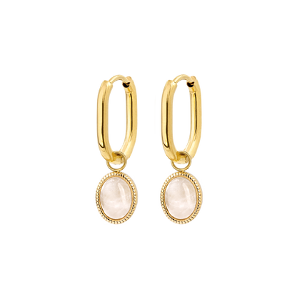 Blush Quartz Oval Hoop Set Baby Oro