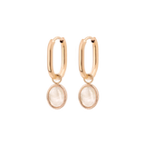 Blush Quartz Oval Hoop Set Baby Oro Rosa
