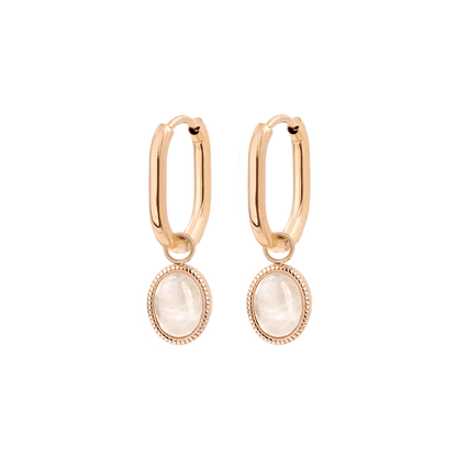 Blush Quartz Oval Hoop Set Baby Oro Rosa