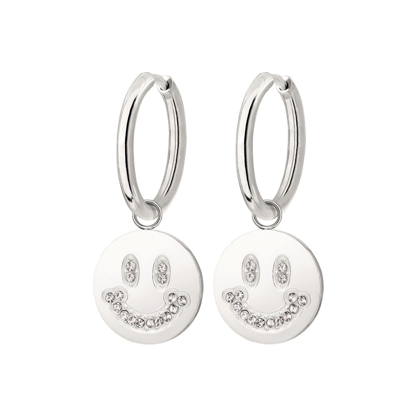Dazzling Smile Hoop Set Medium Argento