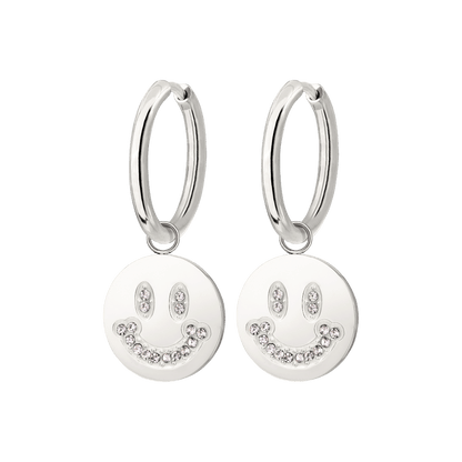 Dazzling Smile Hoop Set Medium Argento