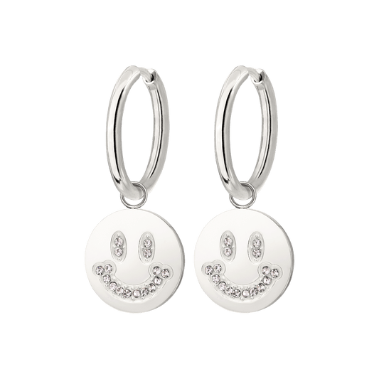 Dazzling Smile Hoop Set Medium Argento