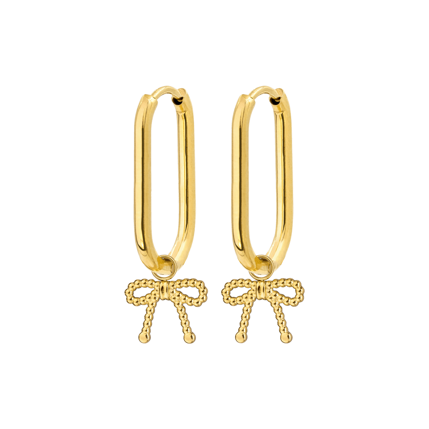 Dotted Ribbon Oval Hoop Set Small Oro