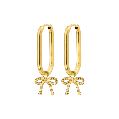 Dotted Ribbon Oval Hoop Set Small Oro