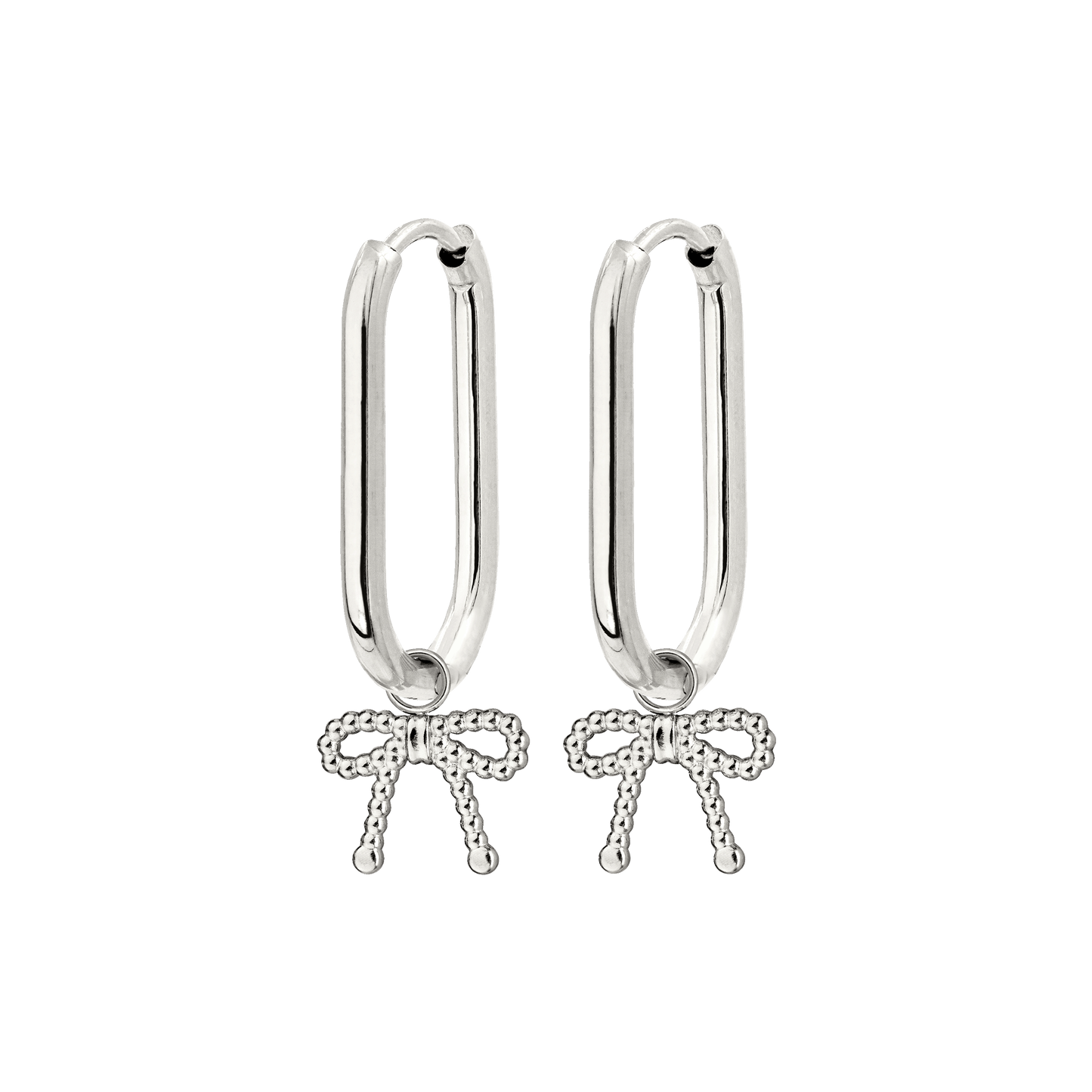Dotted Ribbon Oval Hoop Set Small Argento