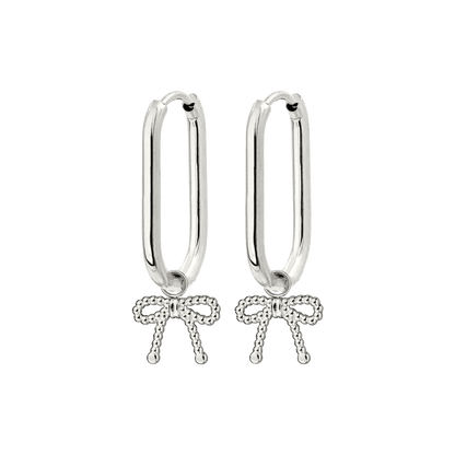 Dotted Ribbon Oval Hoop Set Small Argento