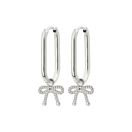 Dotted Ribbon Oval Hoop Set Small Argento