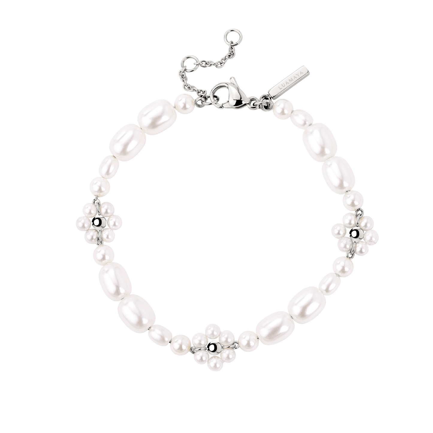 Flowery Pearls Bracciale Argento