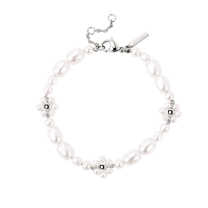 Flowery Pearls Bracciale Argento