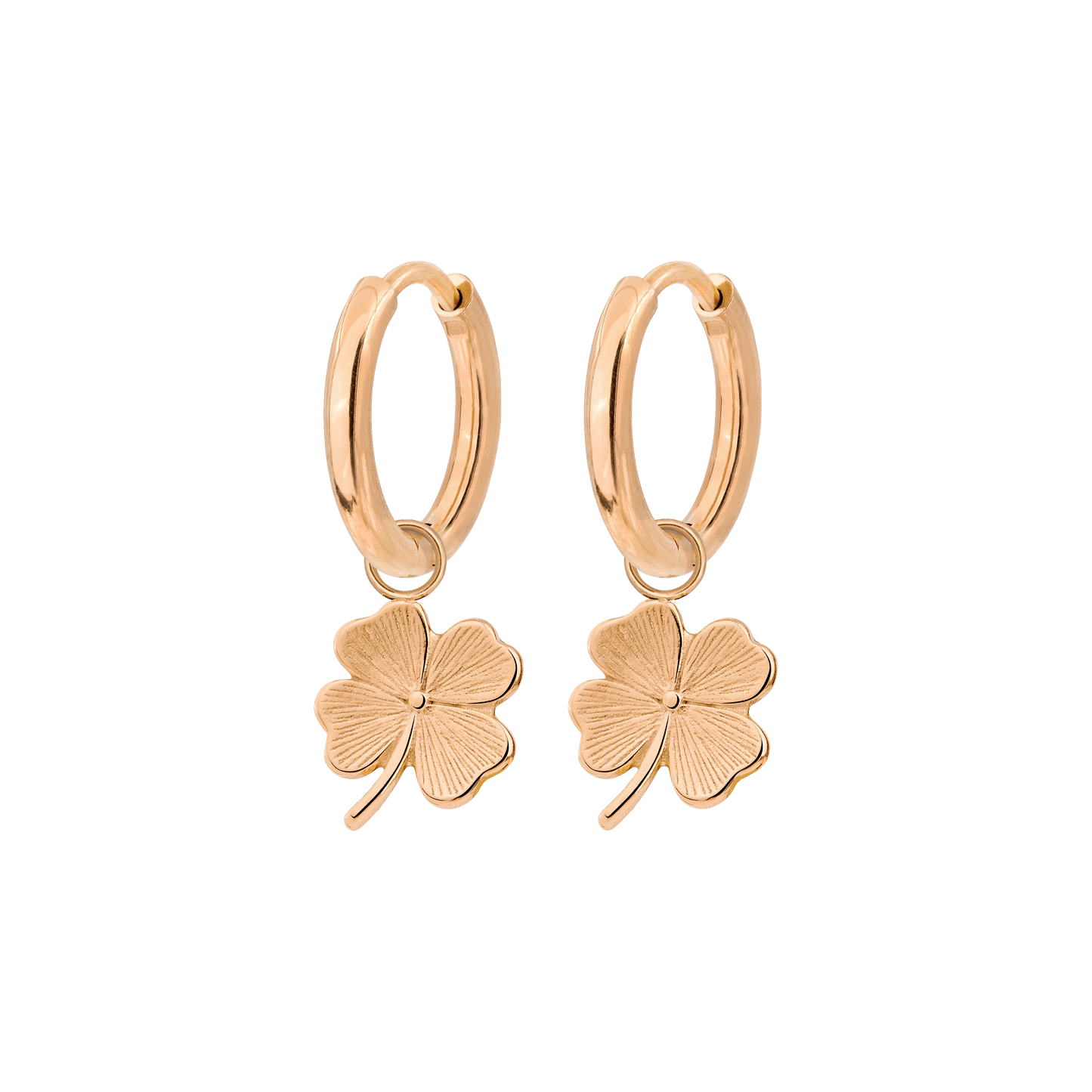 Lucky Clover Hoop Set Small Oro Rosa