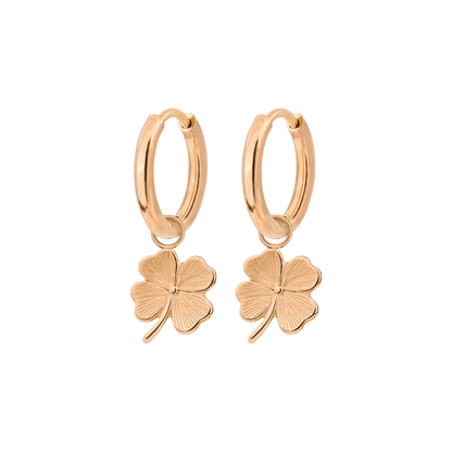 Lucky Clover Hoop Set Small Oro Rosa